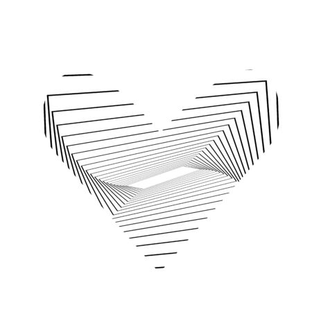 Heart in op art style spectacular optical illusion object on a white background design conceptのイラスト素材