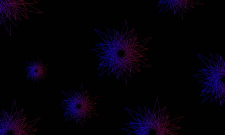 Fantastic patterns of blue-red flowers on a black background wallpaper for design.のイラスト素材