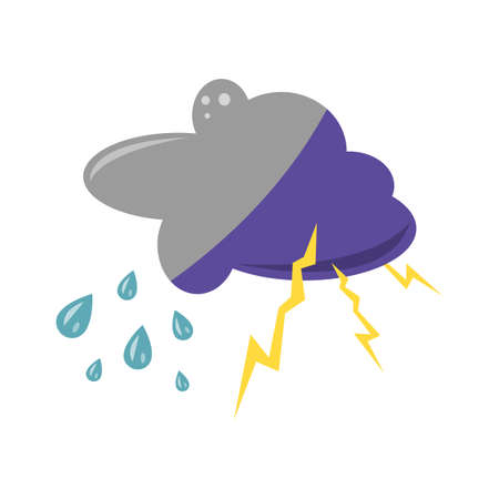 divided cloud by rain and lightning bad weather concept icon on white backgroundのイラスト素材