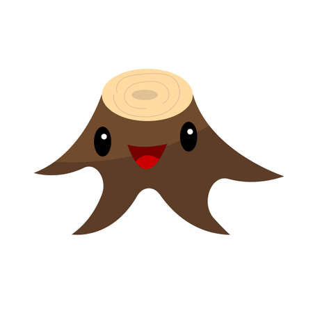funny wooden character funny tree stump laughing on white background concept of natural materialのイラスト素材