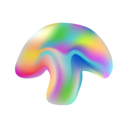 spilled paint in the shape of a mushroom multicolor pattern on a white backgroundのイラスト素材