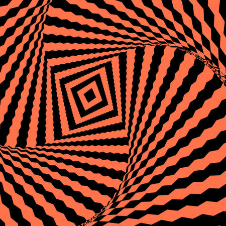 orange black abstract background optical illusion with diamond pattern and twist effectのイラスト素材