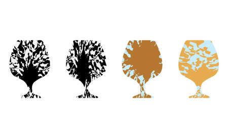 glasses for cognac with textures in the style of op art on a white background modern accessoriesのイラスト素材