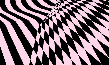 creative background in op art style black patterns on pinkのイラスト素材