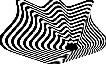 volumetric black pattern in the style of op-art beautiful optical illusion on a white backgroundのイラスト素材