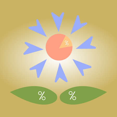 flower and petal shape chart statistic concept icons percentのイラスト素材