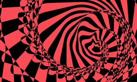 red and black abstract background with optical illusion and beautiful curling effectのイラスト素材