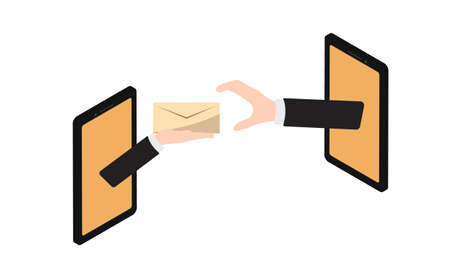 message transfer from smartphone to smartphone concept of business and technology communication convenienceのイラスト素材