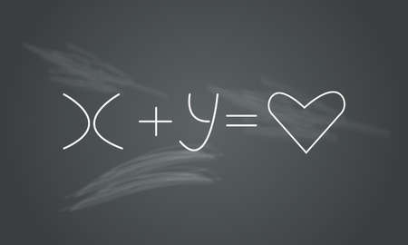 equation x plus y equals heart concept of education and love of knowledgeの写真素材