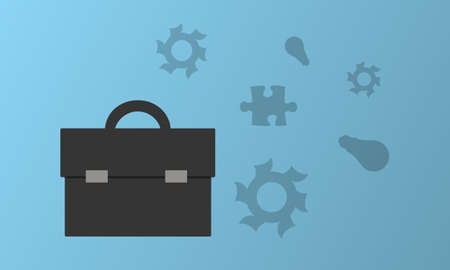 businessman briefcase and icons on blue backgroundのイラスト素材