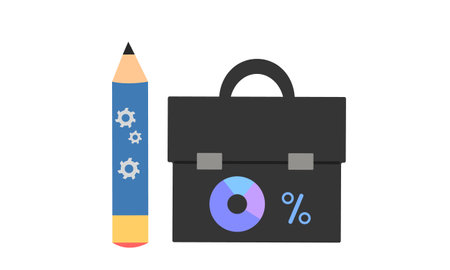 work briefcase with diagram and pencil with gear patternsのイラスト素材