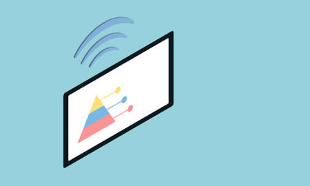 triangle diagram on monitor screen and wireless network icon