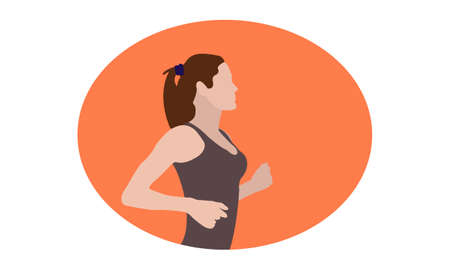 half-length portrait of a running young woman in the style of minimalismのイラスト素材