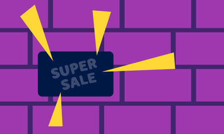 Super sale lettering on purple bricks backgroundの写真素材