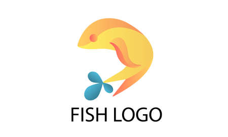 golden fish logo with water drops on the tailのイラスト素材