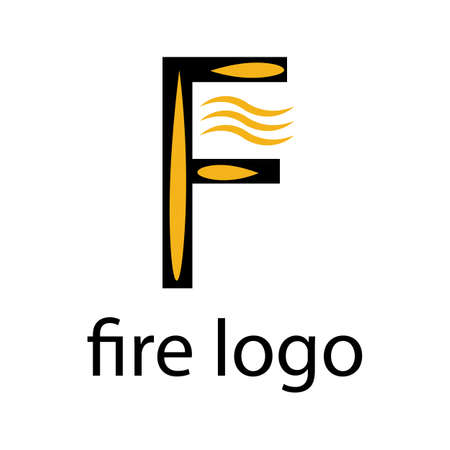 letter f logo with orange patterns symbolizing fireのイラスト素材