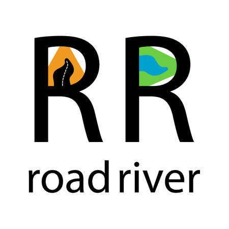 letter R logo with the image of the river and the roadのイラスト素材