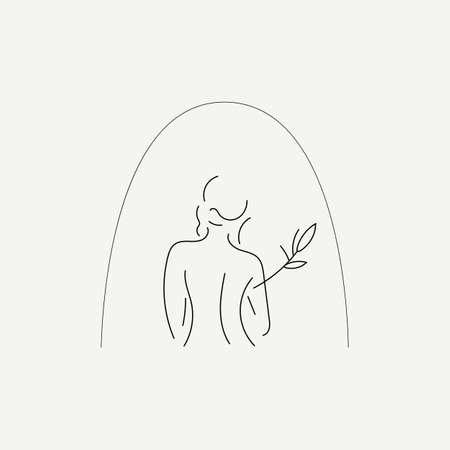 girl logo from the back in the style of minimalismのイラスト素材
