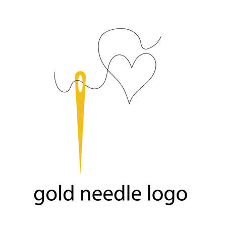 thread and gold needle logo for designのイラスト素材