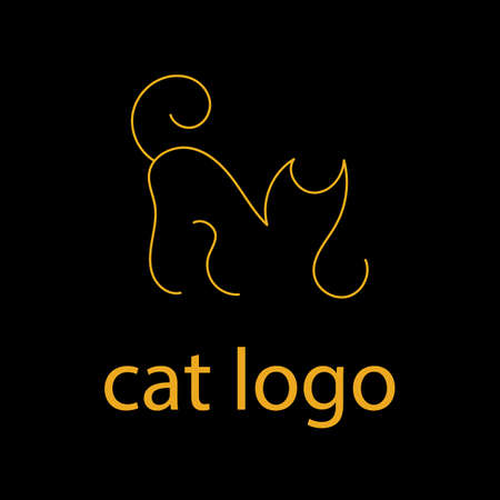 logo cat in the style of minimalism on a black backgroundのイラスト素材