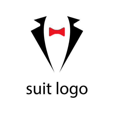 logo black jacket collar and red bow tie stylish business clothing conceptのイラスト素材