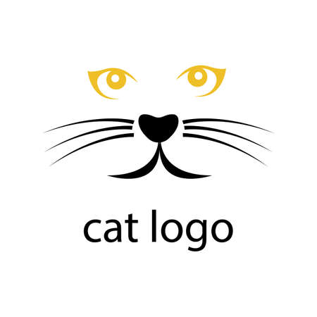 cat logo and bright orange eyes pet conceptのイラスト素材