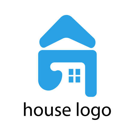 blue house logo on white background architecture conceptのイラスト素材
