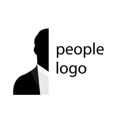 half businessman logo with inscriptionのイラスト素材