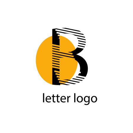 modern letter B logo on orange oval backgroundのイラスト素材