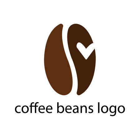brown coffee bean logo with heart shaped patternのイラスト素材