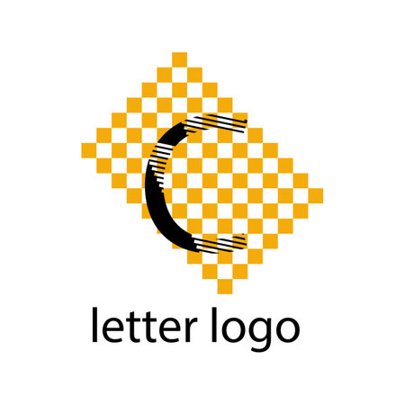 letter C logo on bright orange cells background modern designのイラスト素材
