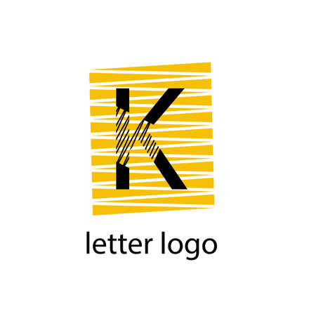 letter K logo in minimalism style on orange pattern background modern designのイラスト素材
