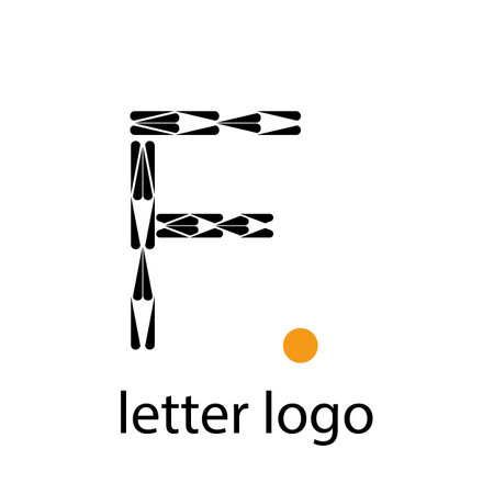 letter F logo with modern patterns and bright dotのイラスト素材