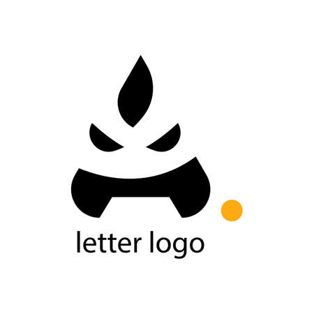 modern logo black letter a with bright orange dot design conceptのイラスト素材
