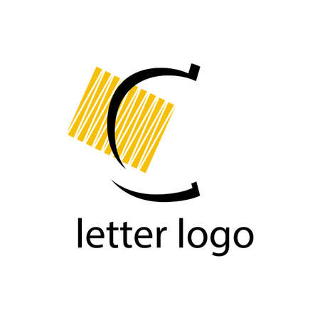 letter C logo in minimalism style on orange pattern background modern designのイラスト素材