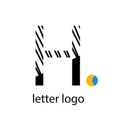 letter H logo with bright orange blue dot modern designのイラスト素材