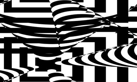 abstract background in the style of op art black patternsのイラスト素材