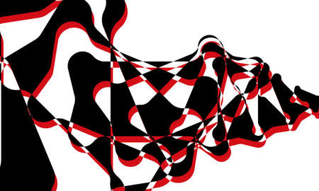 abstract and uneven pattern in op art style red and black texture for designのイラスト素材