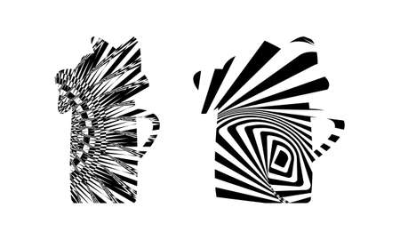 beer mug with foam in op art style on white backgroundのイラスト素材