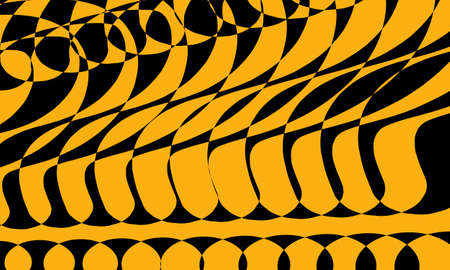 black fantastic patterns in the style of op art on an orange background wallpaper for design concept...