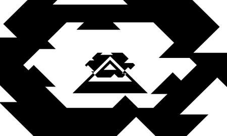 futuristic black pattern in op art style with optical illusion on white backgroundのイラスト素材