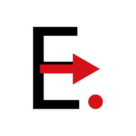 letter E logo with red arrowのイラスト素材