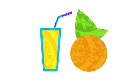 orange and glass of juice in op art style on white background vitamins conceptのイラスト素材
