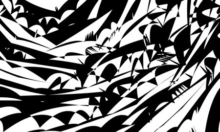 mystical black pattern in the style of op art on a white backgroundのイラスト素材