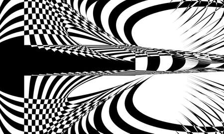 dynamic monochrome wallpaper with optical illusion in op art style creative design?のイラスト素材