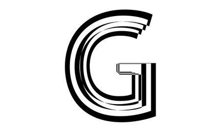 letter G in op art style on white background concept of creativityのイラスト素材