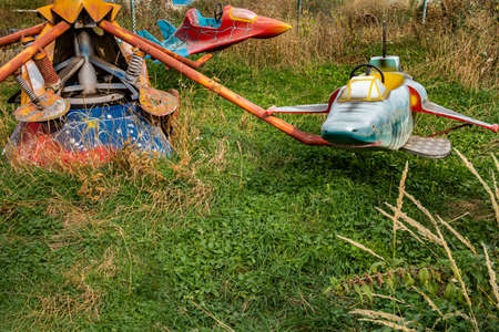 unusual carousel in an old amusement park. High quality photo