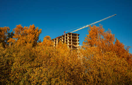 Russia - October 17, 2021: construction of a residential building.のeditorial素材