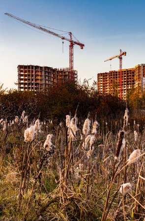 Razvilka, Moscow, Russia - October 17, 2021: construction of a residential building.のeditorial素材