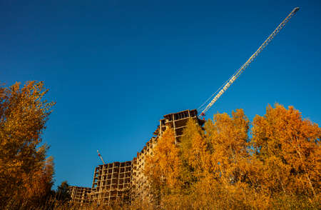 Moscow, Russia - October 17, 2021: construction of a residential building. High quality photoのeditorial素材